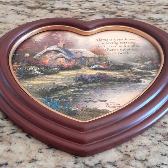 The Bradford Exchange Thomas Kinkrade Home Sweet Home Heart Shape Frame Wall Art - Picture 2 of 16
